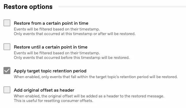 Apply target topic retention period